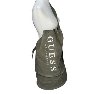 Vintage Guess Army Green Canvas Travel/Weekend Shoulder Duffel Bag (L)